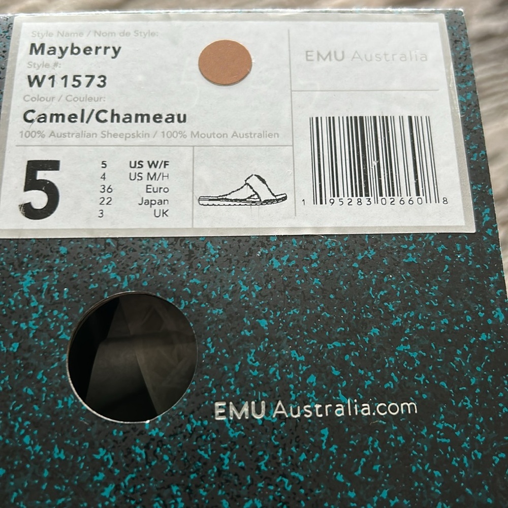 Emu Australia Mayberry Sheepskin Slippers Camel NIB - Picture 7 of 8
